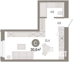 Студия квартира, вторичка, 31м2, 7/9 этаж