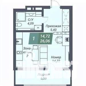 Студия квартира, вторичка, 26м2, 21/23 этаж