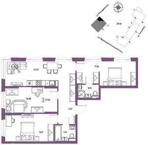 3-к квартира, вторичка, 87м2, 21/30 этаж