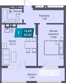 1-к квартира, вторичка, 47м2, 12/26 этаж