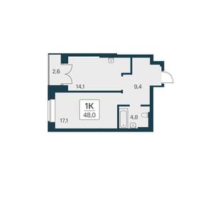 1-к квартира, вторичка, 48м2, 27/30 этаж