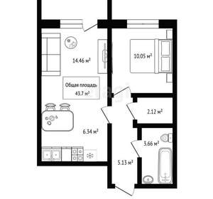 2-к квартира, вторичка, 44м2, 15/17 этаж
