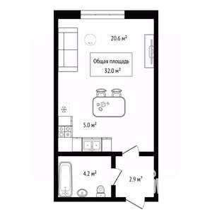 Студия квартира, вторичка, 32м2, 10/10 этаж