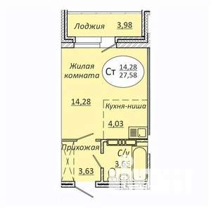 Студия квартира, строящийся дом, 28м2, 5/23 этаж