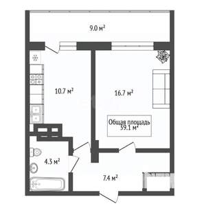 1-к квартира, вторичка, 48м2, 21/24 этаж