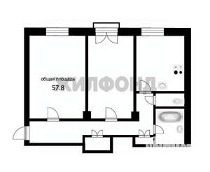 2-к квартира, вторичка, 58м2, 1/4 этаж