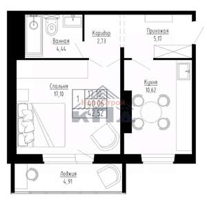 1-к квартира, вторичка, 43м2, 12/15 этаж