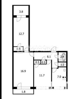 3-к квартира, вторичка, 61м2, 6/9 этаж