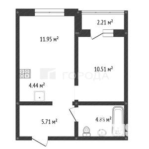 1-к квартира, вторичка, 38м2, 1/17 этаж