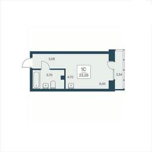 Студия квартира, вторичка, 23м2, 25/25 этаж