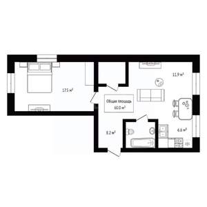 2-к квартира, вторичка, 60м2, 5/5 этаж