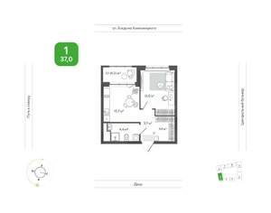 1-к квартира, вторичка, 37м2, 12/14 этаж