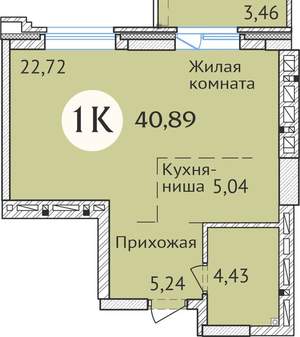 Студия квартира, вторичка, 41м2, 21/23 этаж