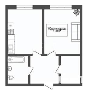 1-к квартира, вторичка, 31м2, 10/10 этаж