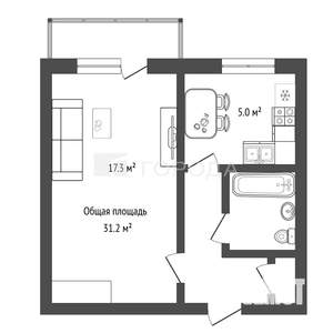 1-к квартира, вторичка, 31м2, 8/9 этаж