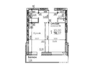 1-к квартира, вторичка, 37м2, 9/18 этаж