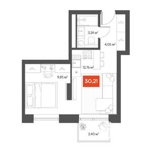 1-к квартира, вторичка, 30м2, 3/10 этаж