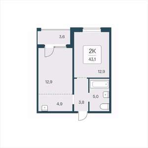1-к квартира, вторичка, 43м2, 11/17 этаж