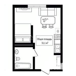 Студия квартира, вторичка, 31м2, 9/25 этаж