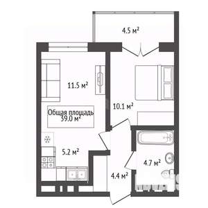 2-к квартира, вторичка, 39м2, 4/25 этаж
