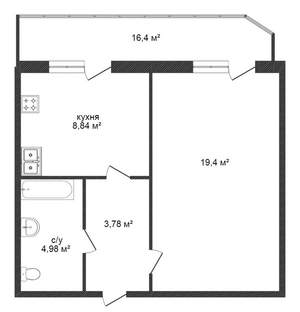 1-к квартира, вторичка, 40м2, 1/10 этаж