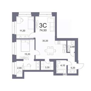 3-к квартира, вторичка, 75м2, 10/25 этаж