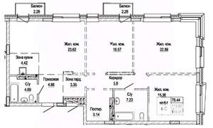4-к квартира, вторичка, 114м2, 3/11 этаж