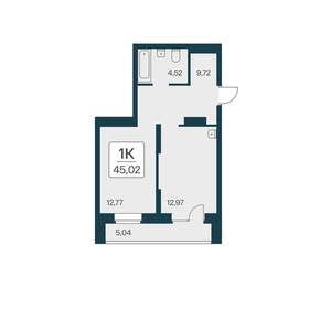 1-к квартира, вторичка, 45м2, 13/17 этаж