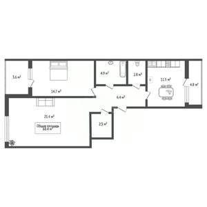 2-к квартира, вторичка, 68м2, 10/17 этаж