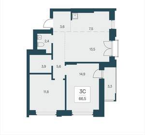 3-к квартира, вторичка, 67м2, 12/23 этаж