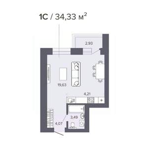 Студия квартира, вторичка, 34м2, 17/25 этаж