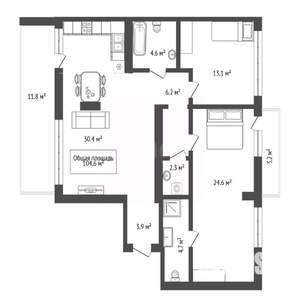 3-к квартира, вторичка, 104м2, 8/8 этаж