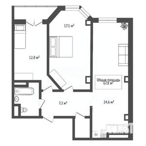 3-к квартира, вторичка, 68м2, 12/18 этаж