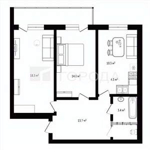 3-к квартира, вторичка, 67м2, 1/24 этаж