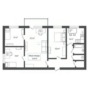 4-к квартира, вторичка, 61м2, 4/5 этаж