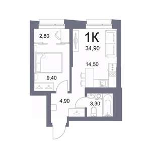 1-к квартира, вторичка, 35м2, 14/25 этаж