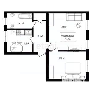 2-к квартира, вторичка, 54м2, 5/5 этаж