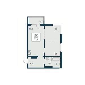 2-к квартира, вторичка, 53м2, 8/17 этаж