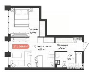 1-к квартира, вторичка, 37м2, 19/20 этаж