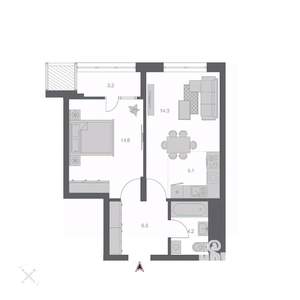 2-к квартира, строящийся дом, 48м2, 7/24 этаж