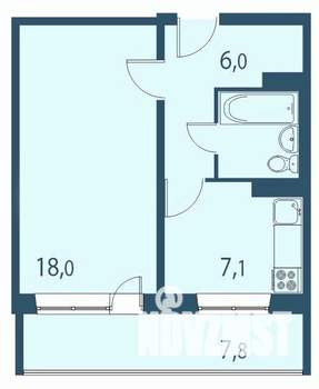 1-к квартира, строящийся дом, 39м2, 1/17 этаж