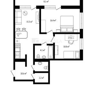 2-к квартира, вторичка, 72м2, 3/6 этаж
