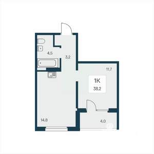 1-к квартира, вторичка, 38м2, 8/17 этаж