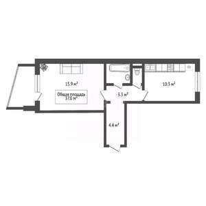 1-к квартира, вторичка, 37м2, 9/10 этаж