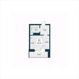 Студия квартира, вторичка, 30м2, 12/25 этаж