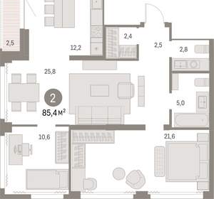 2-к квартира, вторичка, 85м2, 13/30 этаж