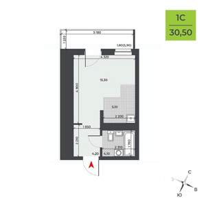 Студия квартира, строящийся дом, 31м2, 7/21 этаж
