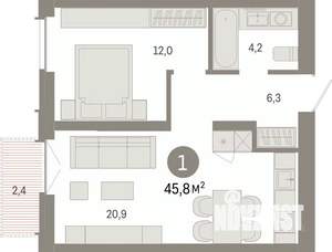 1-к квартира, вторичка, 46м2, 3/23 этаж