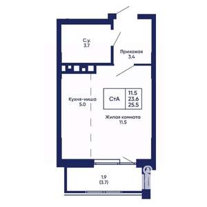 Студия квартира, вторичка, 26м2, 6/14 этаж