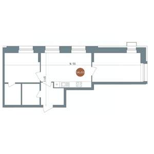 2-к квартира, строящийся дом, 56м2, 7/15 этаж